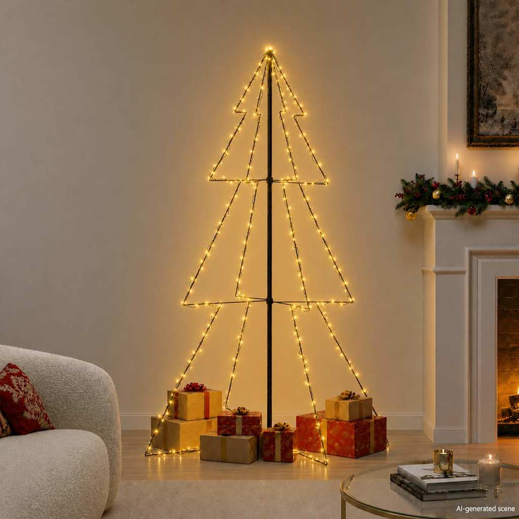 Christmas Cone Tree 160 LEDs Indoor and Outdoor 78x120 cm Warm white 180 cm 118 cm
