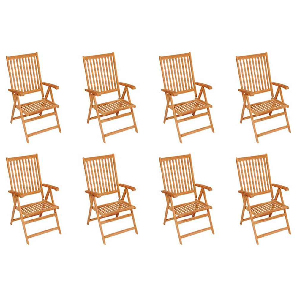vidaXL Reclining Folding Chairs 8 pcs Solid Teak Wood