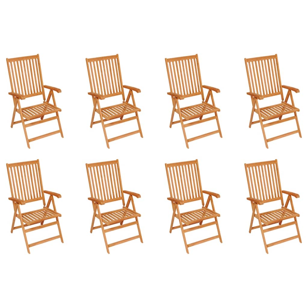 vidaXL Reclining Folding Chairs 8 pcs Solid Teak Wood 1