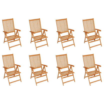 vidaXL Reclining Folding Chairs 8 pcs Solid Teak Wood 1