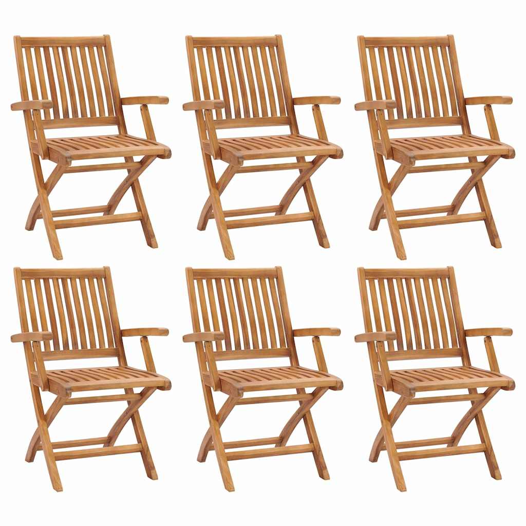 vidaXL Folding Chairs 6 pcs Solid Teak Wood 1