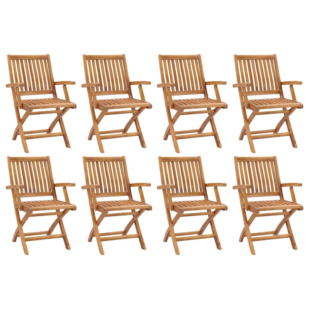 vidaXL Folding Chairs 8 pcs Solid Teak Wood