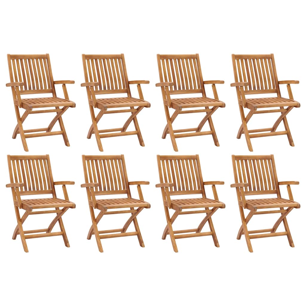 vidaXL Folding Chairs 8 pcs Solid Teak Wood 1