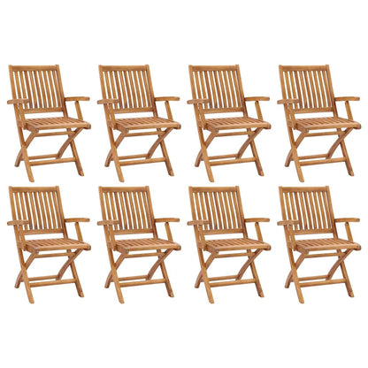 vidaXL Folding Chairs 8 pcs Solid Teak Wood 1