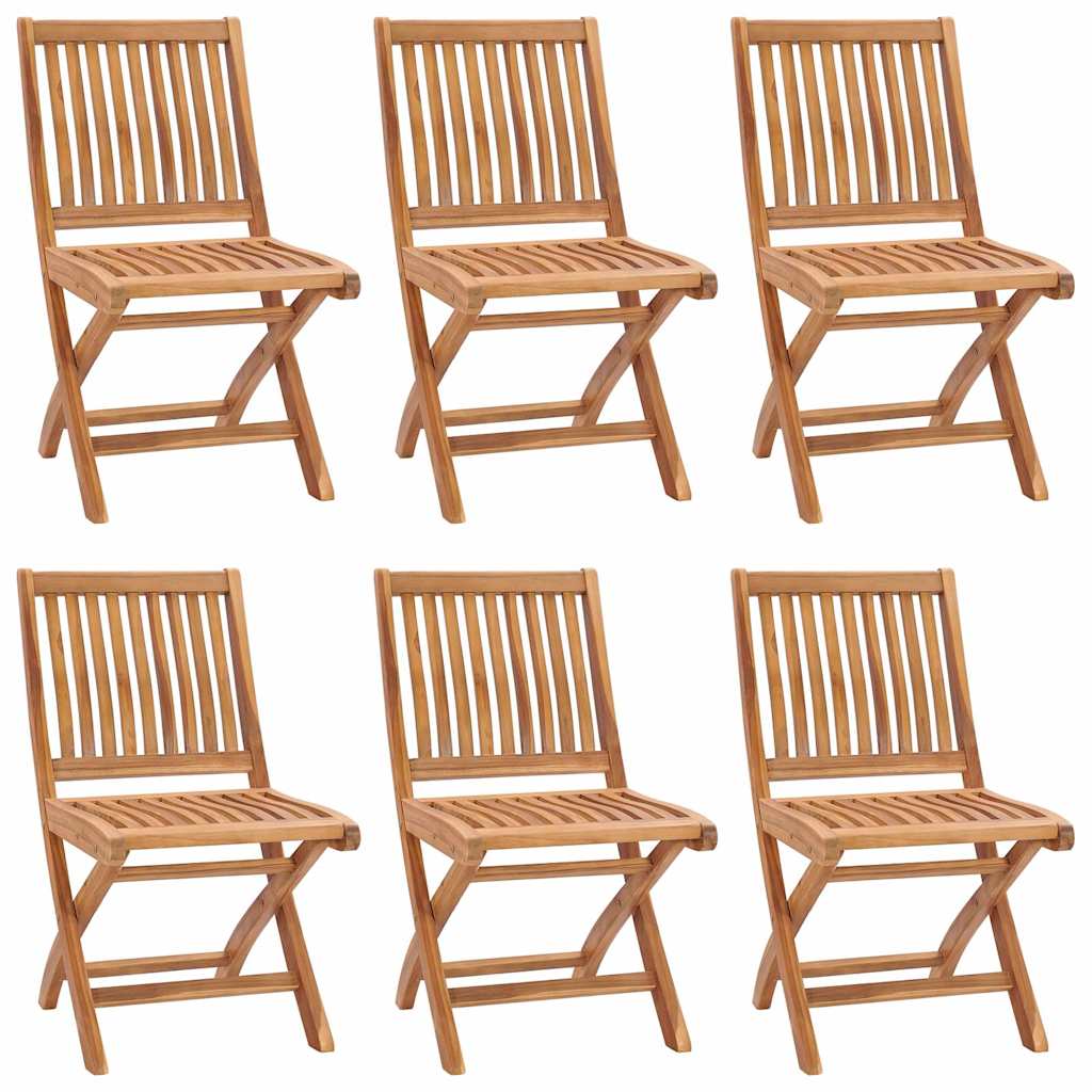 vidaXL Folding Chairs 6 pcs Solid Teak Wood 1
