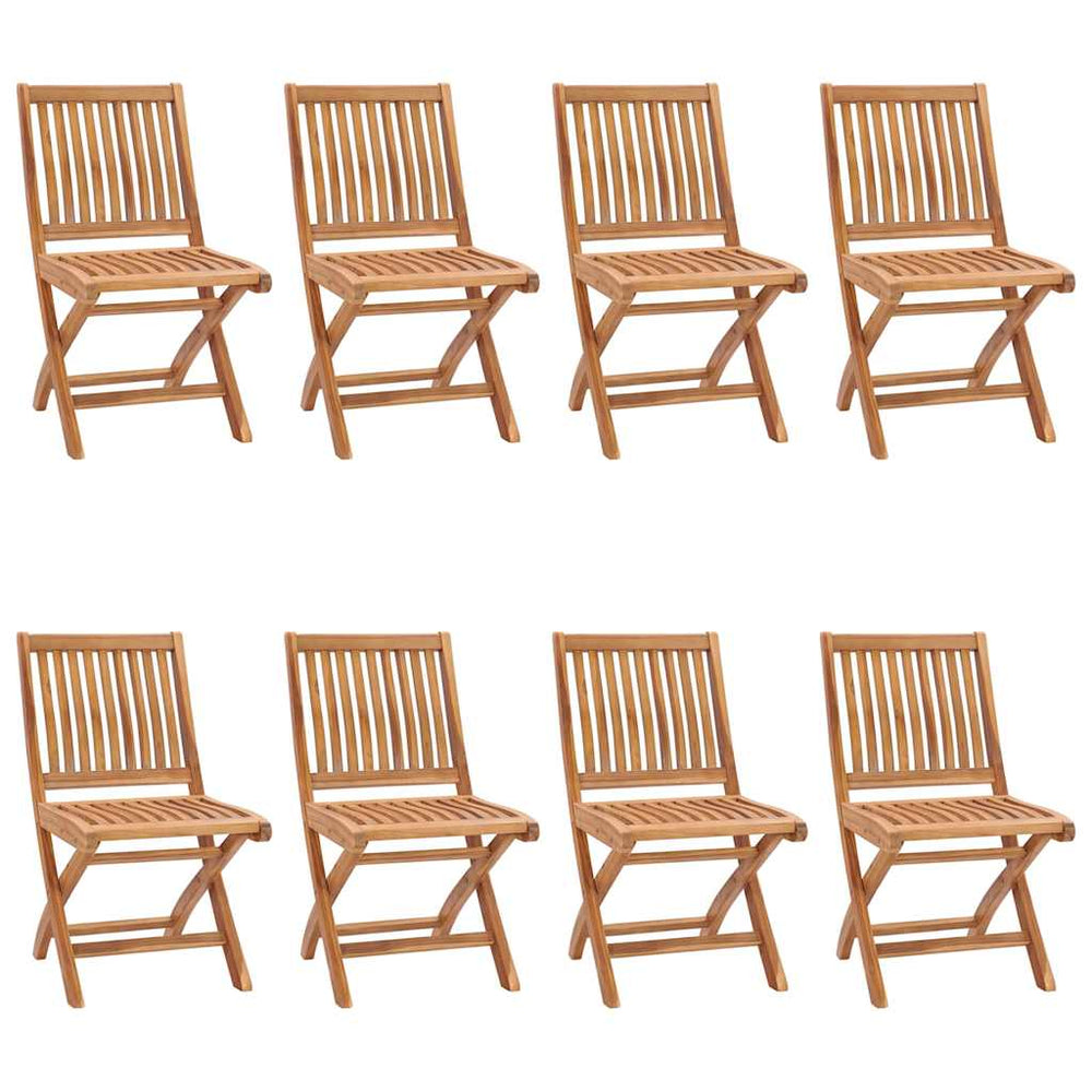 vidaXL Folding Chairs 8 pcs Solid Teak Wood