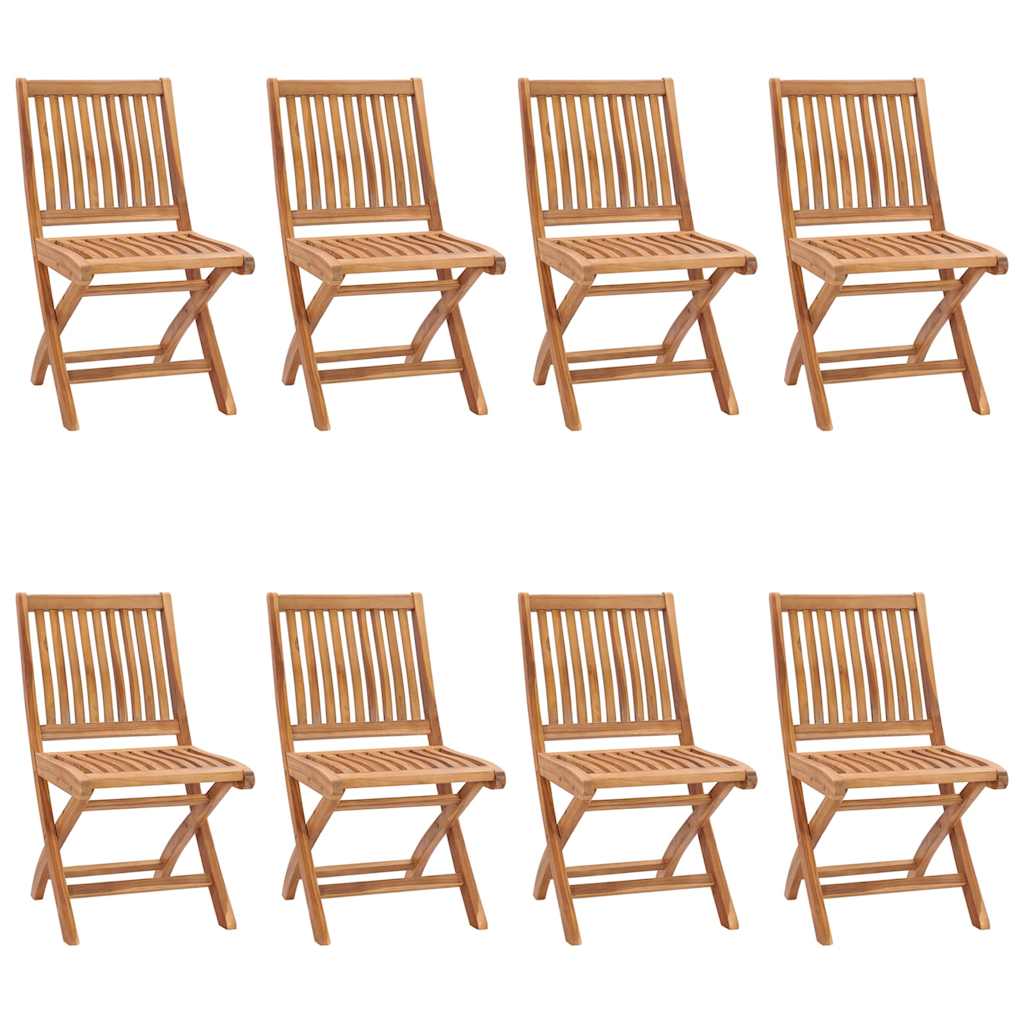 vidaXL Folding Chairs 8 pcs Solid Teak Wood 1