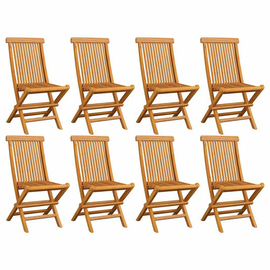 vidaXL Folding Chairs 8 pcs Solid Teak Wood 1
