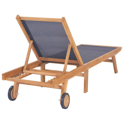 vidaXL Folding Sun Loungers with Wheels 2 pcs Solid Teak and Textilene 5