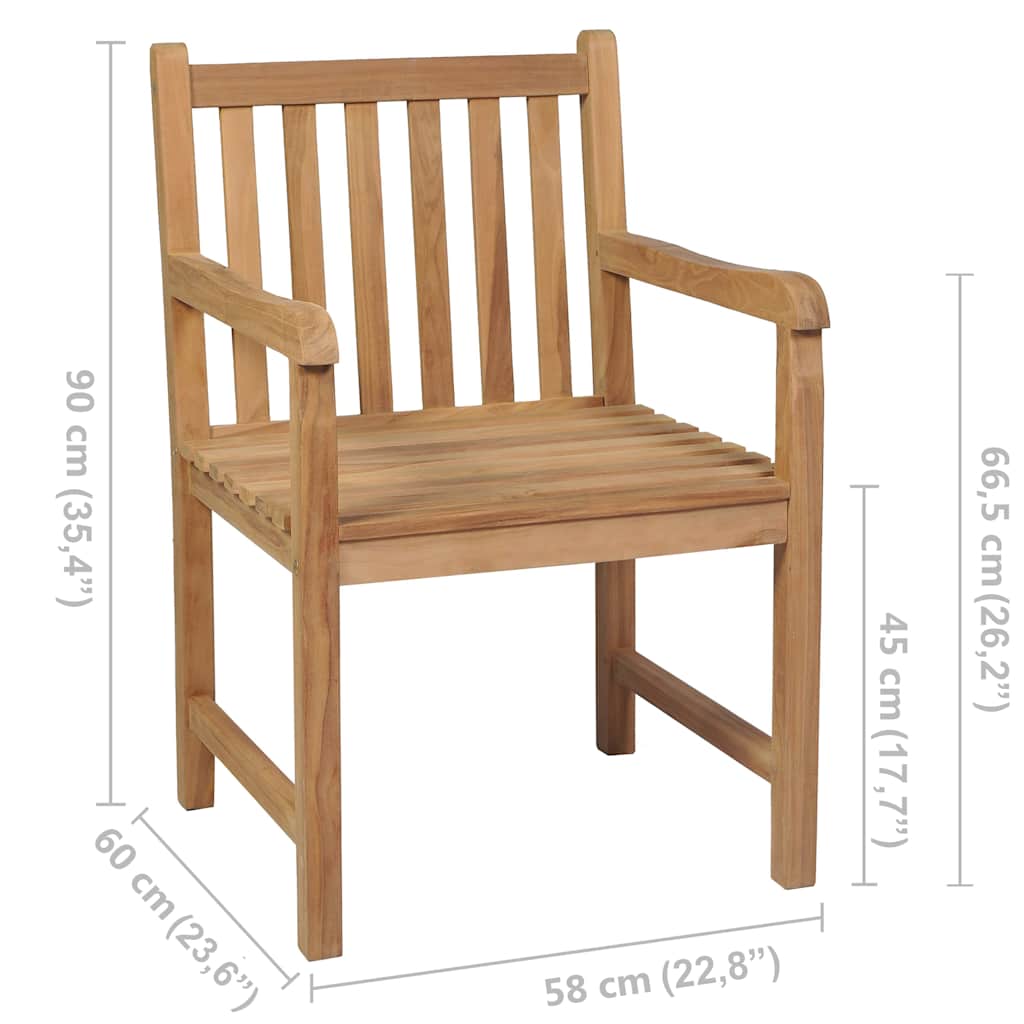 vidaXL Outdoor Chairs 4 pcs Solid Teak Wood 5