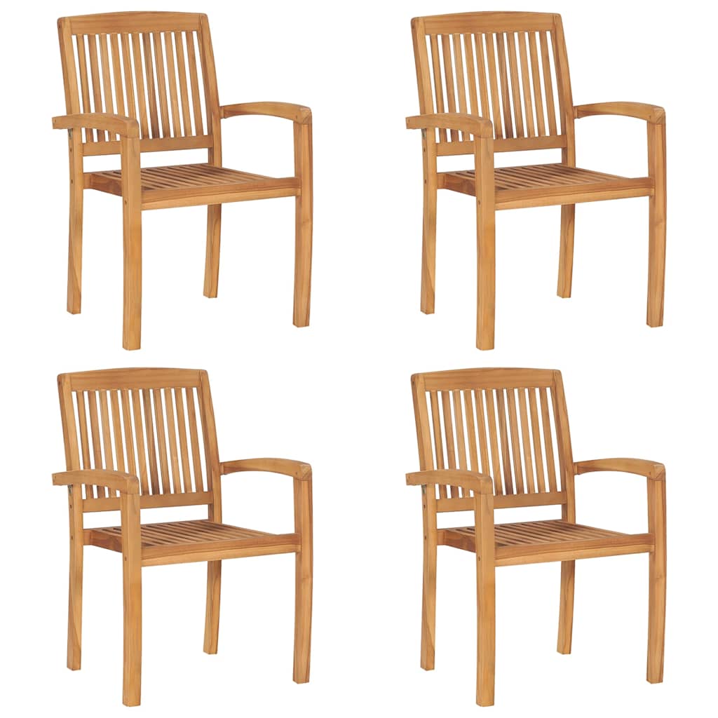 vidaXL Stacking Garden Chairs Solid Teak Wood