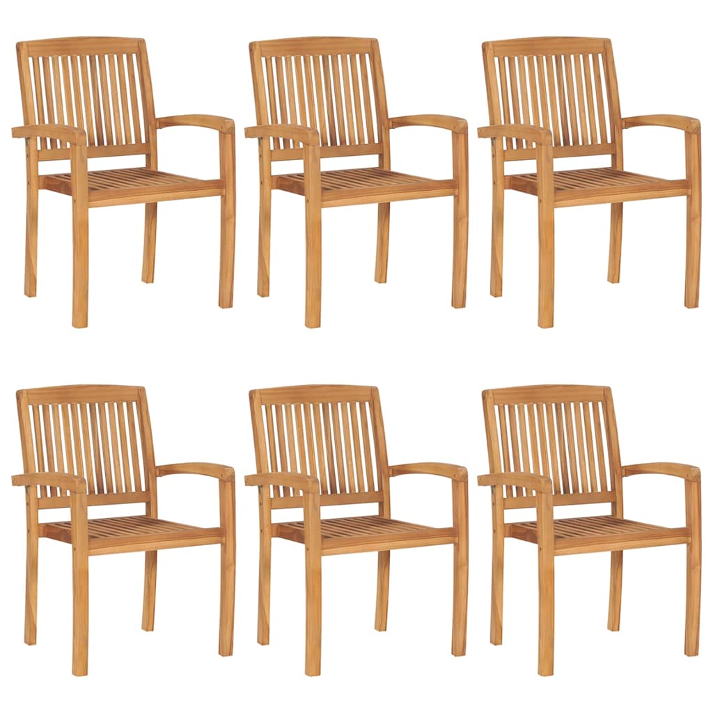 vidaXL Stacking Garden Chairs 6 pcs Solid Teak Wood 1
