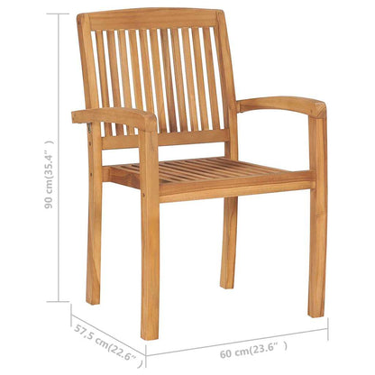vidaXL Stacking Garden Chairs 6 pcs Solid Teak Wood 5