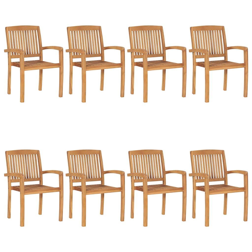 vidaXL Stacking Garden Chairs 8 pcs Solid Teak Wood 1