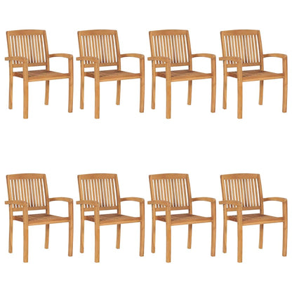 vidaXL Stacking Garden Chairs 8 pcs Solid Teak Wood 1