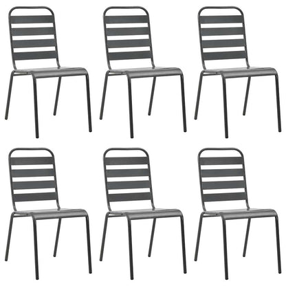 vidaXL 7 Piece Garden Dining Set Steel Dark Grey 6