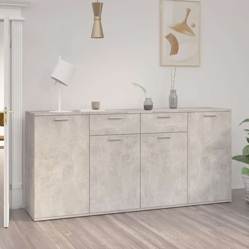 Sideboard 80x36x75 cm Engineered Wood Concrete grey 160 cm