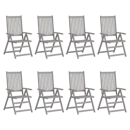 vidaXL Garden Reclining Chairs 8 pcs Grey Solid Acacia Wood 1