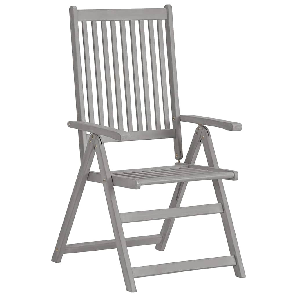 vidaXL Garden Reclining Chairs 8 pcs Grey Solid Acacia Wood 2