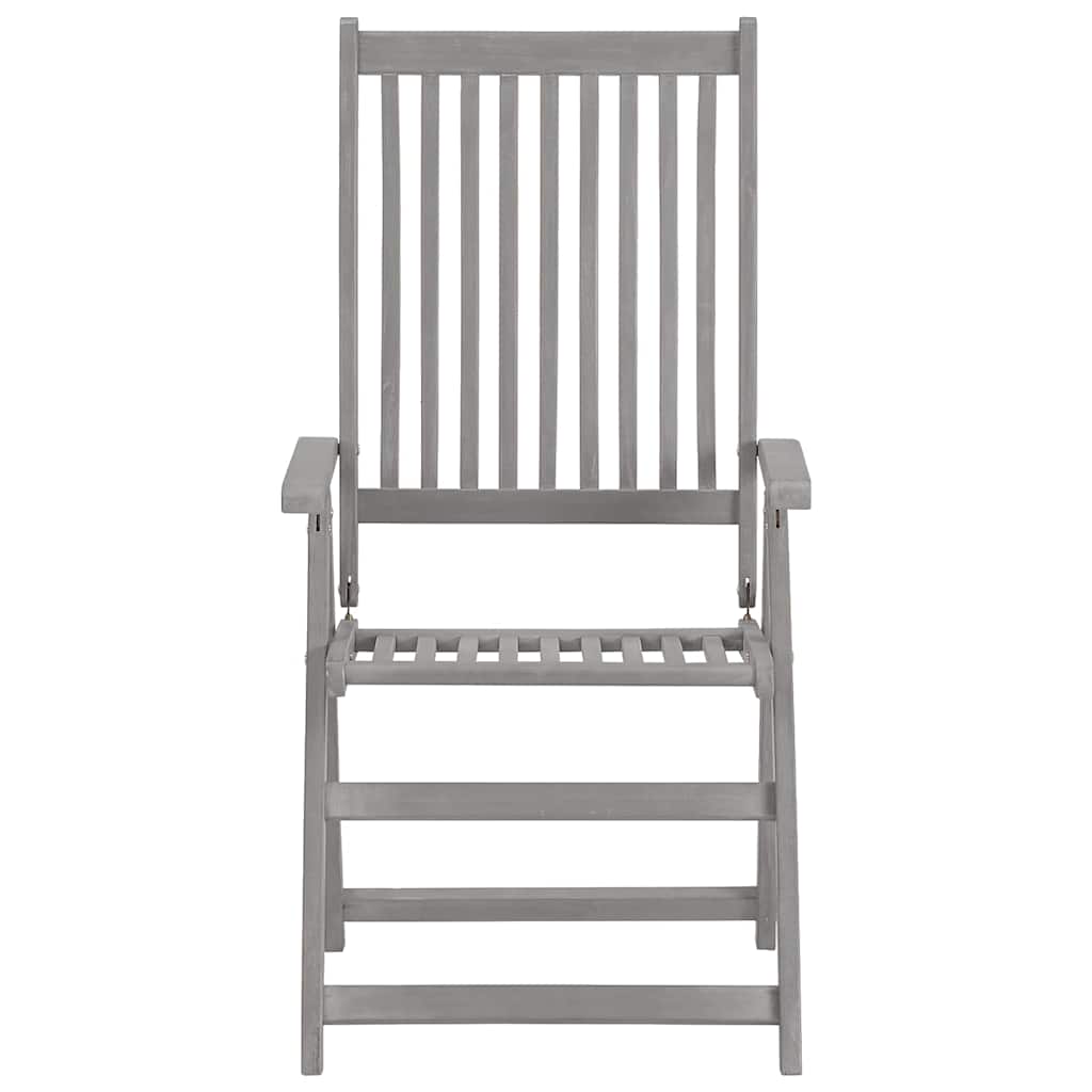 vidaXL Garden Reclining Chairs 8 pcs Grey Solid Acacia Wood 3