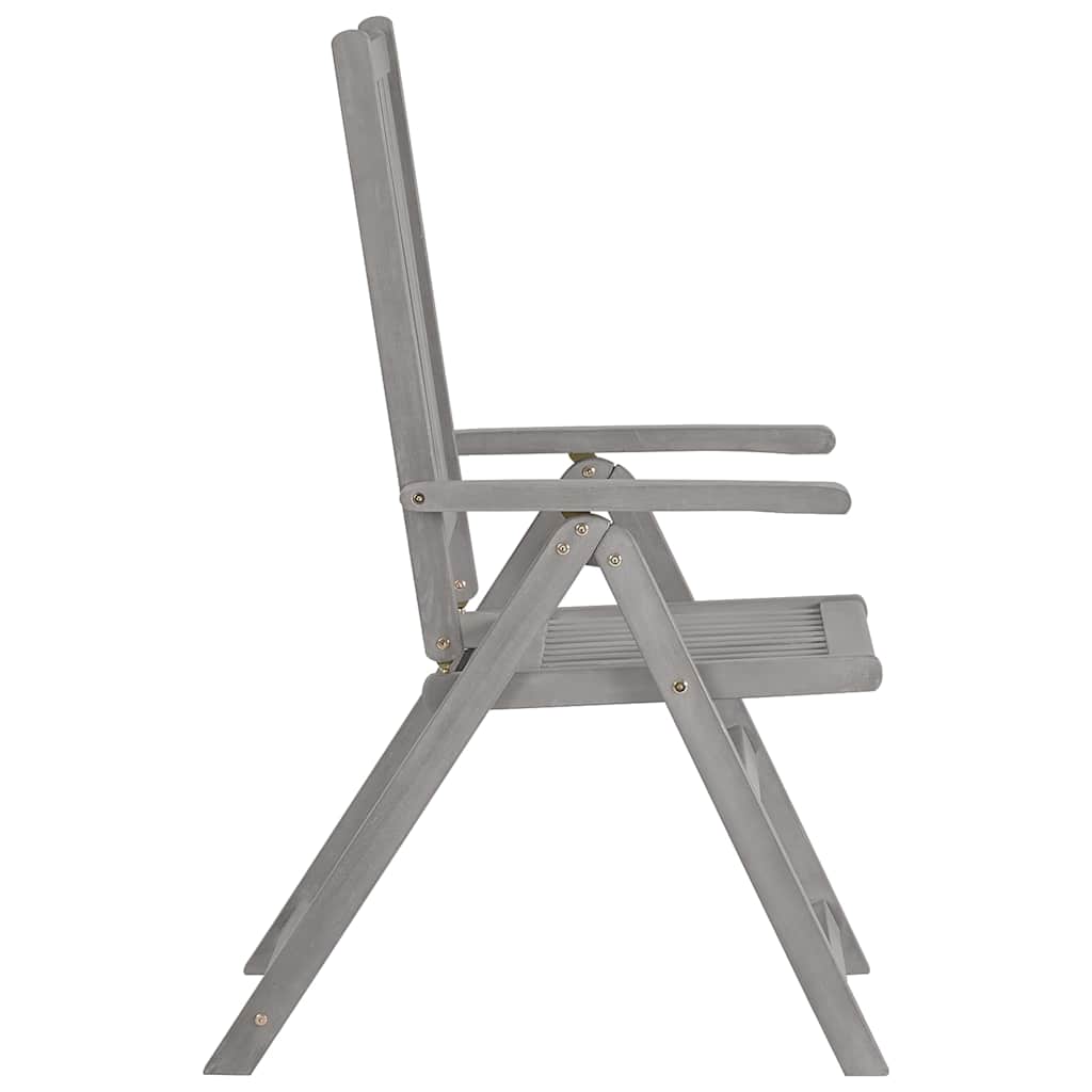 vidaXL Garden Reclining Chairs 8 pcs Grey Solid Acacia Wood 4