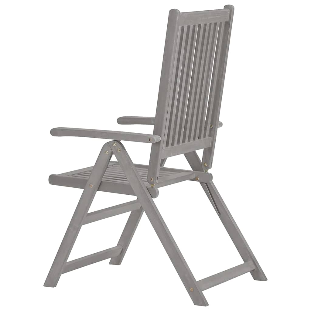 vidaXL Garden Reclining Chairs 8 pcs Grey Solid Acacia Wood 5
