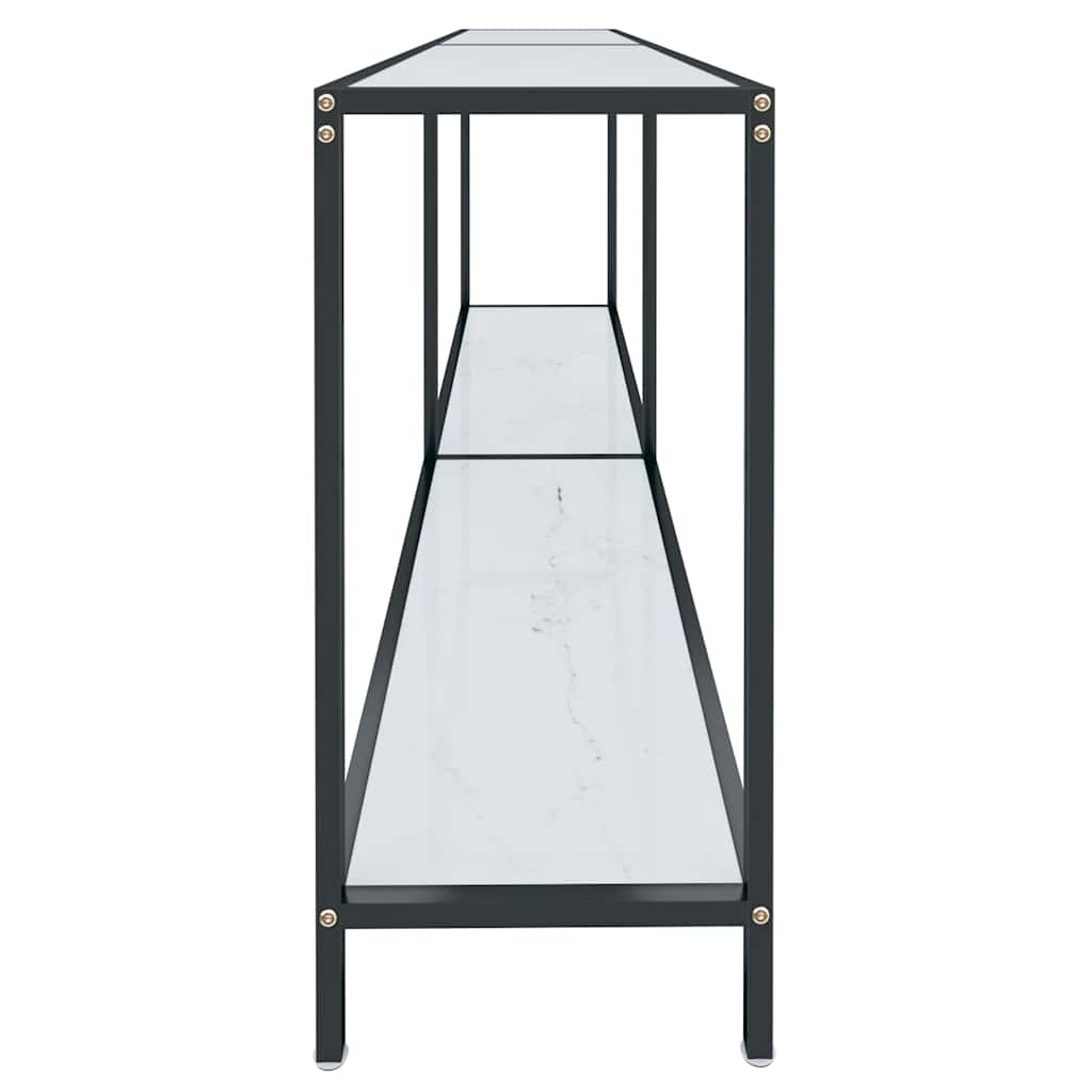 Console Table 140x35x75,5 cm Tempered Glass White marble 180 cm