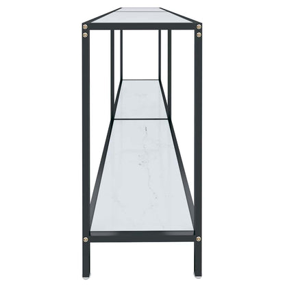 Console Table 140x35x75,5 cm Tempered Glass White marble 180 cm