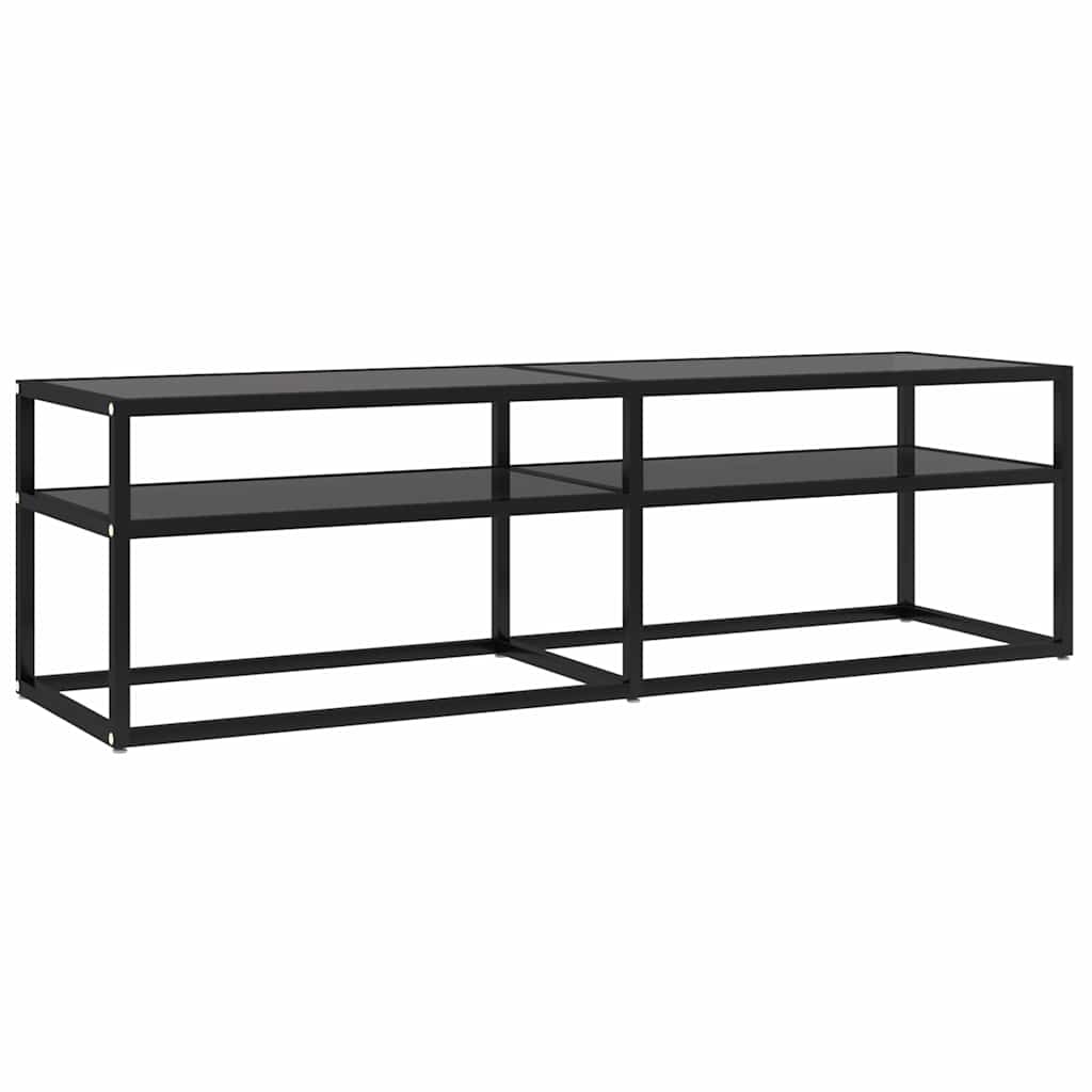 TV Cabinet 140x40x40,5 cm Tempered Glass Black 140 cm
