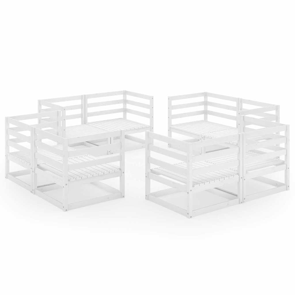 8 Piece Garden Lounge Set Solid Wood Pine White