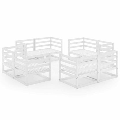 8 Piece Garden Lounge Set Solid Wood Pine White