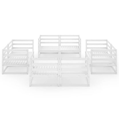8 Piece Garden Lounge Set Solid Wood Pine White