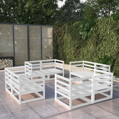 8 Piece Garden Lounge Set Solid Wood Pine White