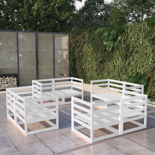 8 Piece Garden Lounge Set Solid Wood Pine White