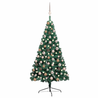 Artificial Pre-lit Christmas Tree PVC 120 cm Green with 60 rose gold balls