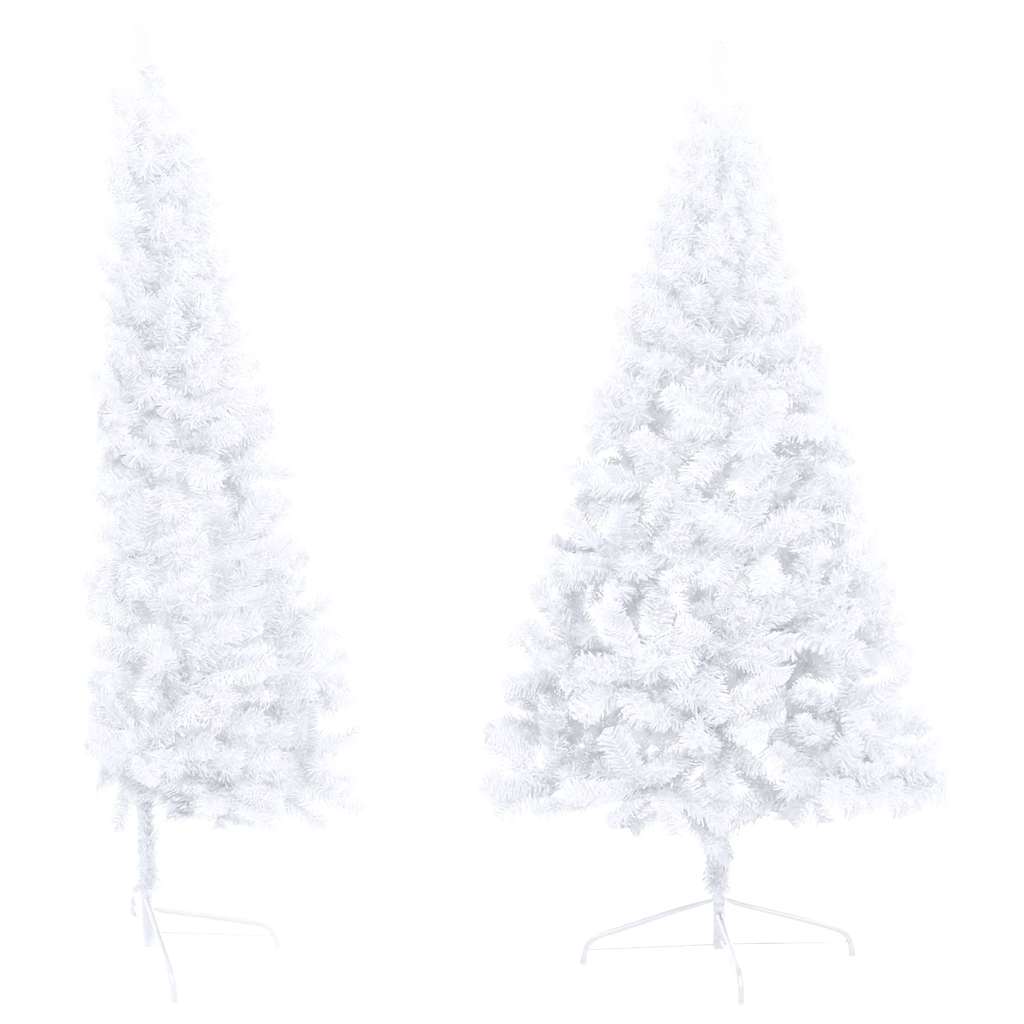 Artificial Half Pre-lit Christmas Tree with Ball 120 cm White with 60 rose gold balls