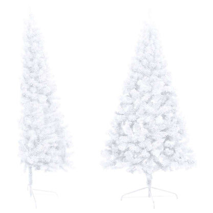 Artificial Half Pre-lit Christmas Tree with Ball 120 cm White with 60 rose gold balls