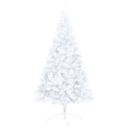 Artificial Half Pre-lit Christmas Tree with Ball 120 cm White with 60 rose gold balls