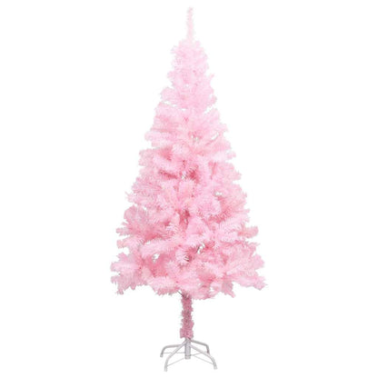 Artificial Pre-lit Christmas Tree with Ball Set 180 cm PVC Pink with LEDs&rose gold balls