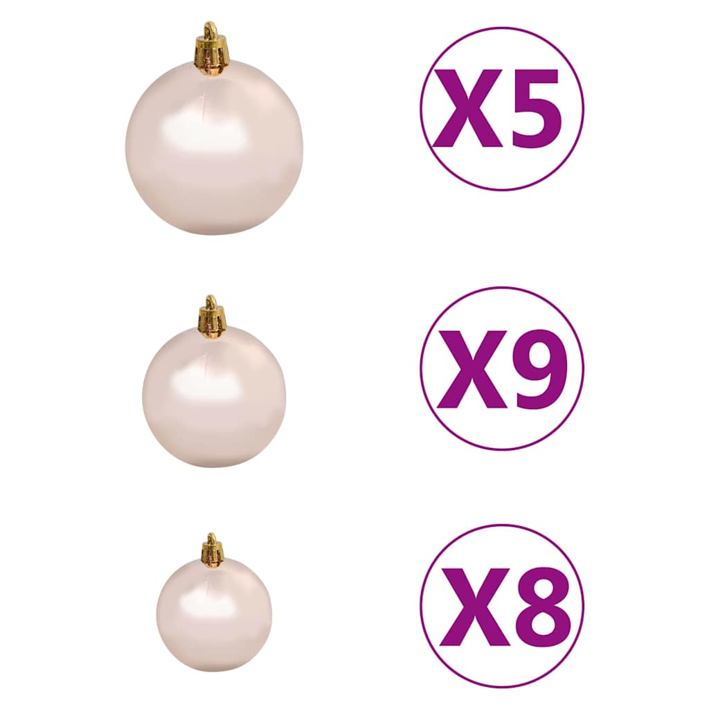 Christmas Tree PVC 150 cm Black with 150 LEDs&rose gold balls