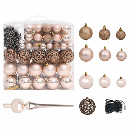 Christmas Tree PET 210 cm Silver with 300 LEDs&rose gold balls