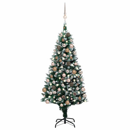 Artificial Christmas Tree Green 180 cm with 61 rose gold balls