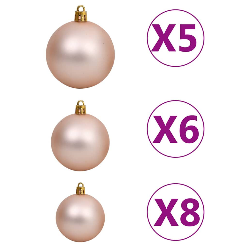 Artificial Christmas Tree Green 180 cm with 61 rose gold balls