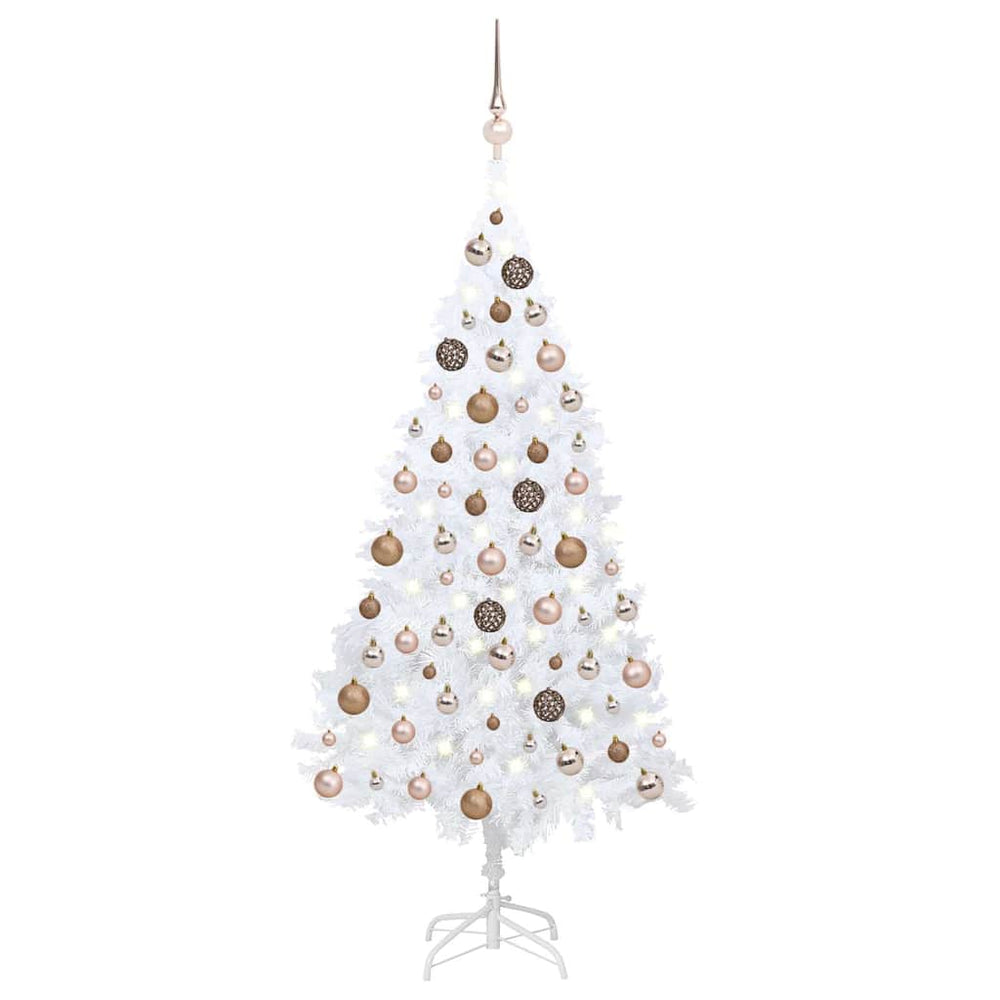 vidaXL Artificial Pre-lit Christmas Tree with Ball Set PVC White