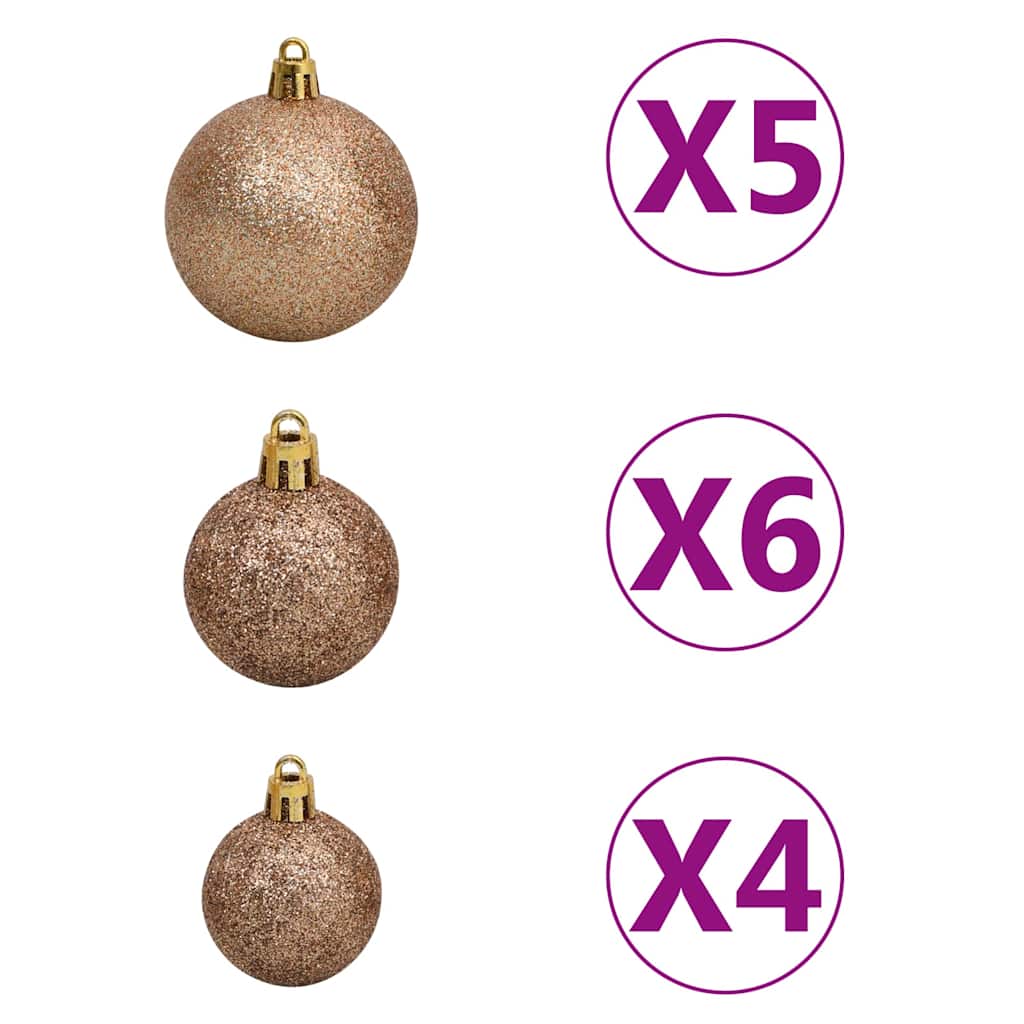 Christmas Tree Green 65 cm PE Length 45 cm with 61 rose gold balls