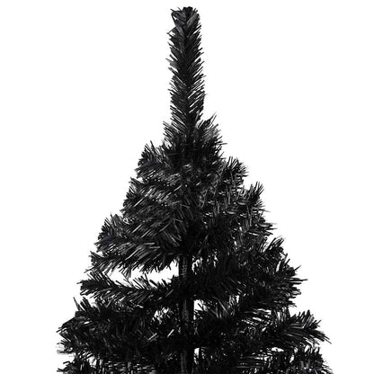 Christmas Tree PVC 240 cm Black with 300 LEDs&white/grey balls