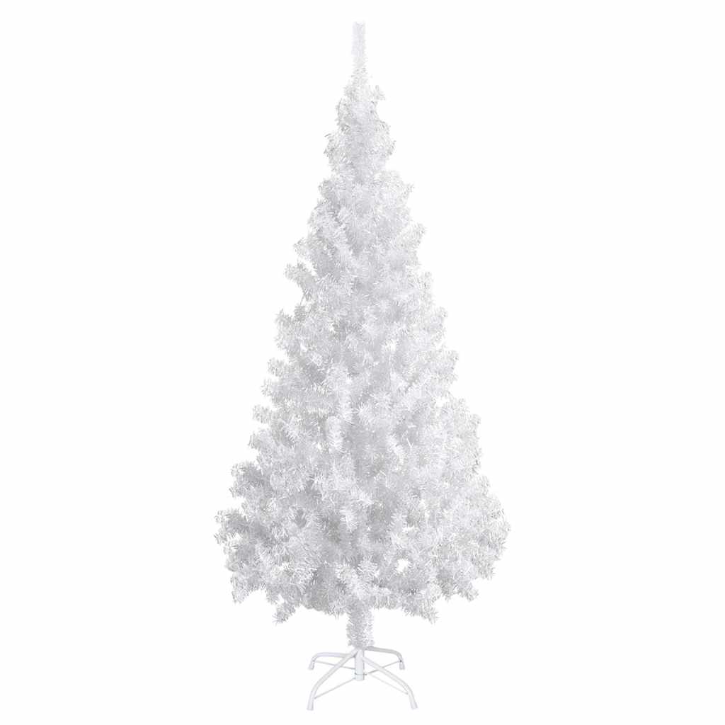Artificial Pre-lit Christmas Tree with Ball Set PVC White 180 cm With 61white/grey balls