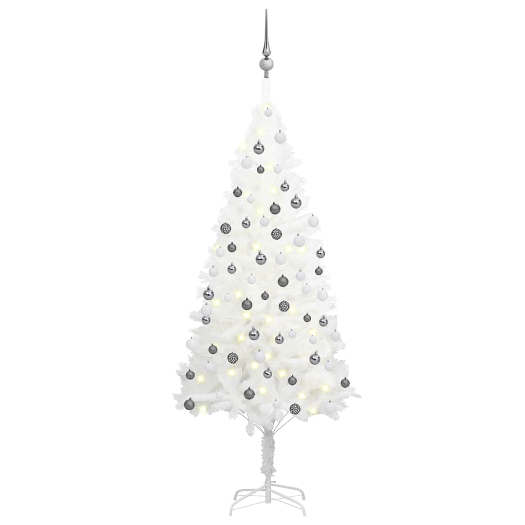 Artificial Pre-lit Christmas Tree with Ball Set 65 cm White 150 cm 75 cm