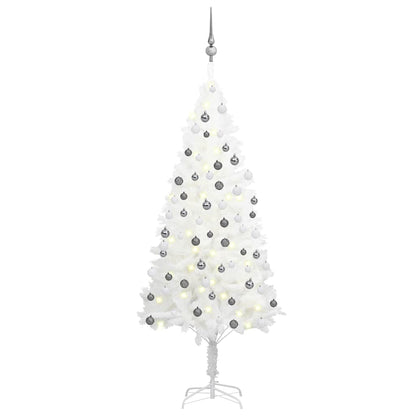 Artificial Pre-lit Christmas Tree with Ball Set 65 cm White 150 cm 75 cm