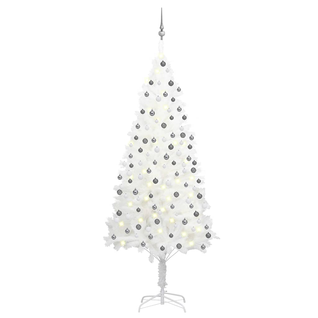 Artificial Pre-lit Christmas Tree with Ball Set 65 cm White 210 cm 105 cm